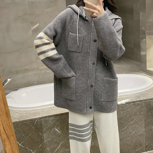 2025SS Hooded knitted cardigan THOM TREND