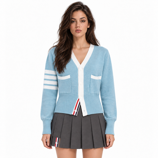 Thom Browne 2025SS Women's Rose and Bird Jacquard Cardigan