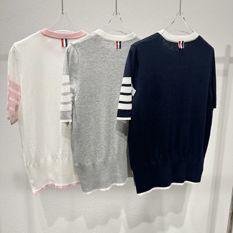 Thom Browne Women's Contrast Color Knitted T-Shirt