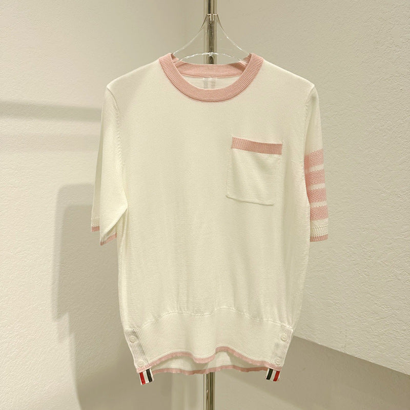 Thom Browne Women's Contrast Color Knitted T-Shirt